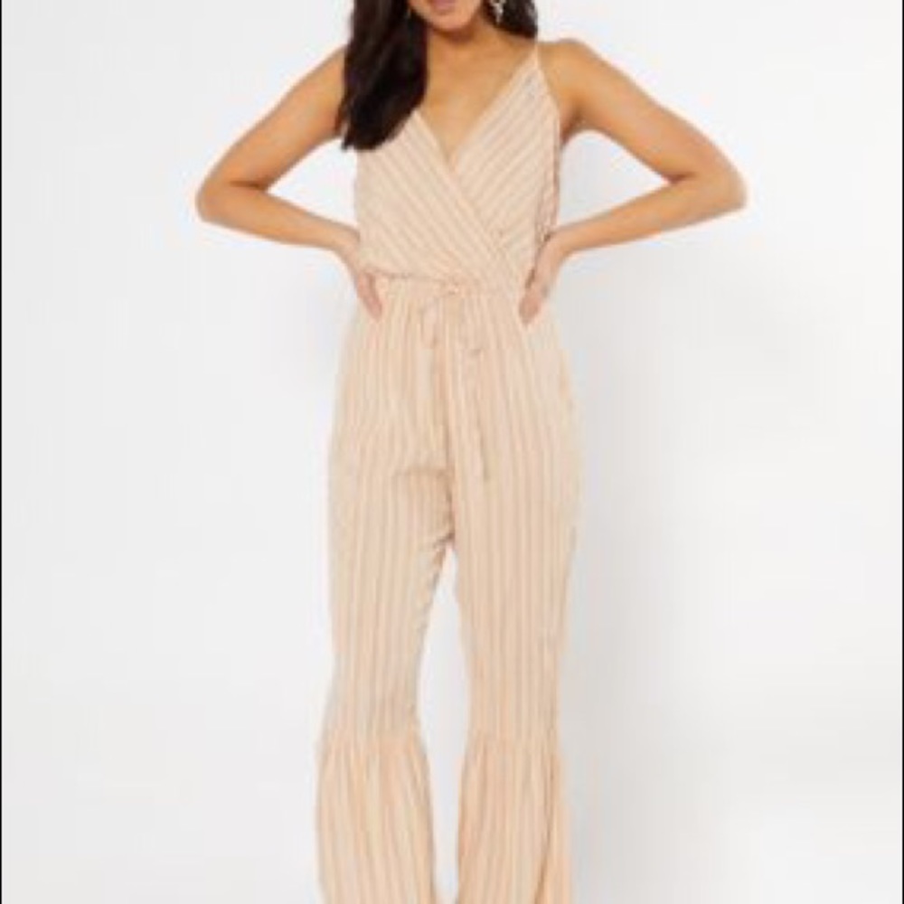 Cream and whit stripe jumpsuit